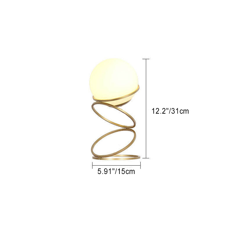 Modern Minimalist Spiral Circle Table Lamp - 1-Light Iron & Glass for Living Room & Bedroom