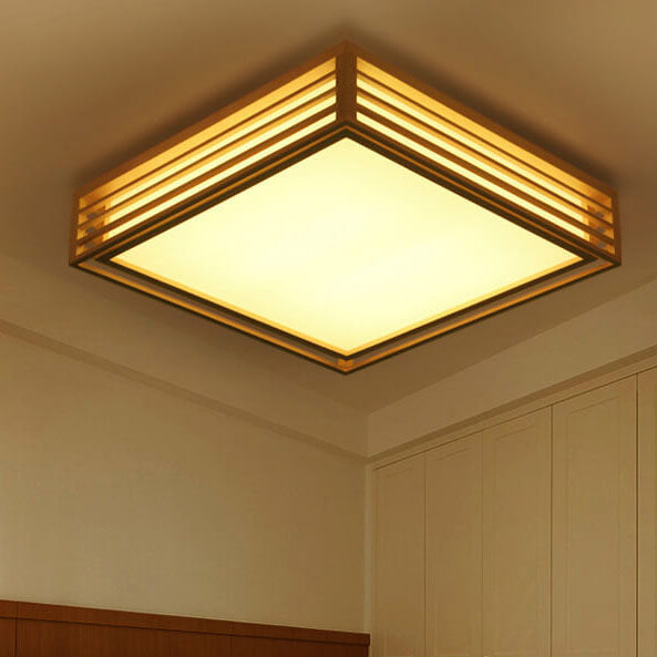 Nordic Solid Wood Square LED Tatami Ceiling Light