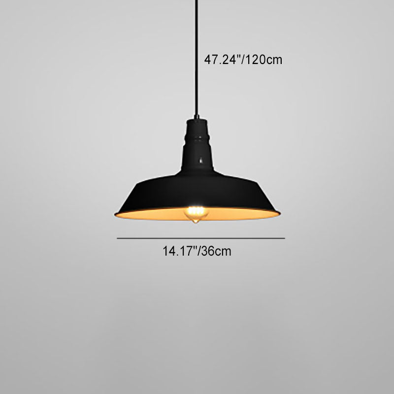 Contemporary Industrial Round Iron 1-Light Pendant for Living Room