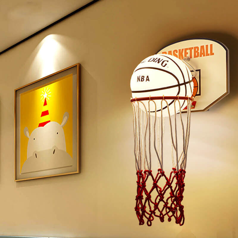 Creative Cartoon Basketball 1-Light Wall Sconce Lamp for Kids Room, Basketball Decor, Sports Lighting for Children's Bedrooms, Fun Wall Light for Young Athletes, Basketball Theme Home Decor, Unique Kids Lighting Solution, Playful Sports Wall Fixture