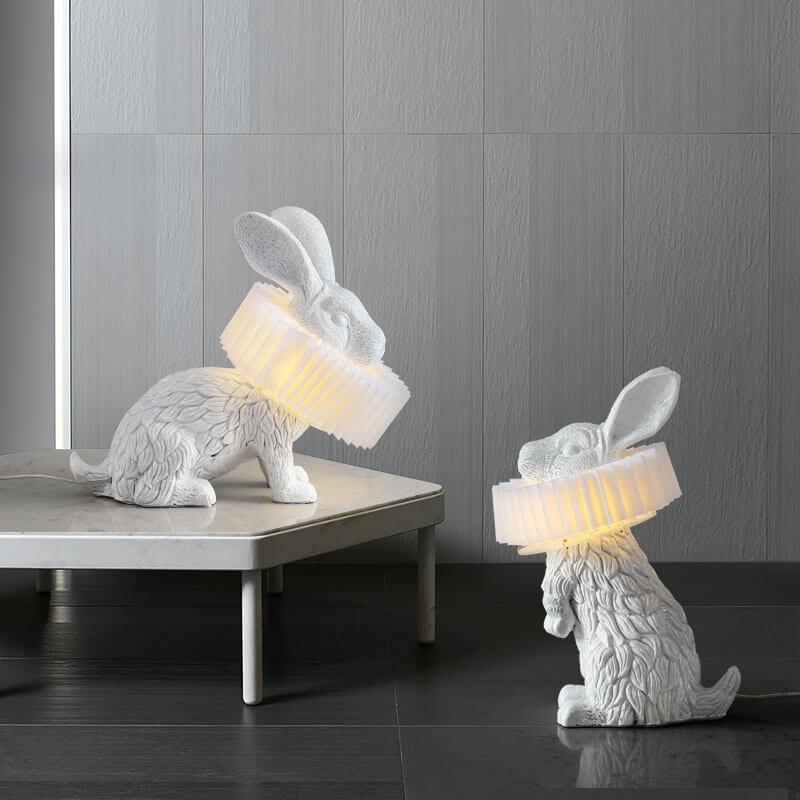 Modern Creative Resin Rabbit LED 1-Light Table Lamp, Cute Bunny Design for Bedroom, Stylish Nightstand Lighting, Unique Home Decor, Contemporary Desk Light, Animal-Inspired Table Lamp, Eco-Friendly LED Illumination, Decorative Gift for Kids and Adults