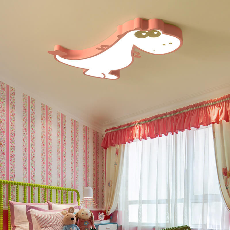 Cartoon Creative Dinosaur LED Flush Mount Ceiling Light for Kids Room, Nursery, Playroom, Unique Children's Lighting, Fun Dinosaur Decorations, Colorful Flush Mount Fixture, Energy-Efficient Ceiling Light, Kid-Friendly Design, Ceiling Lamp for Boys and Gi