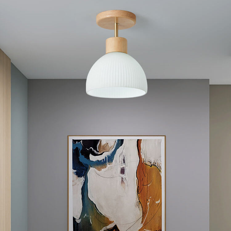 Nordic Glass Half Round 1-Light Semi-Flush Mount Ceiling Light Fixture