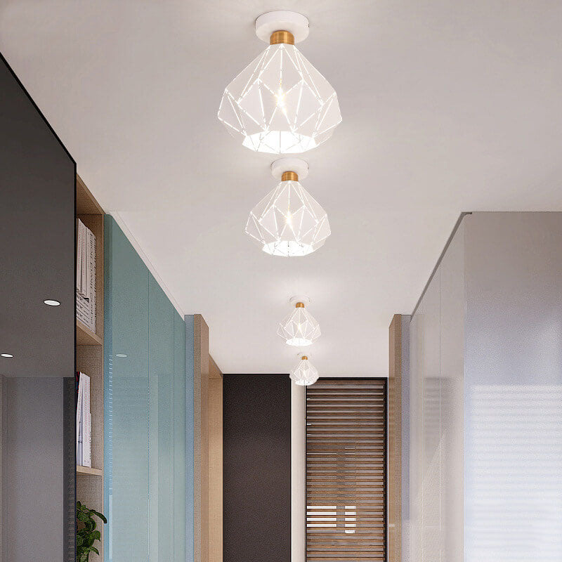 Modern Macaron 1-Light Diamond Dome Semi-Flush Mount Ceiling Light
