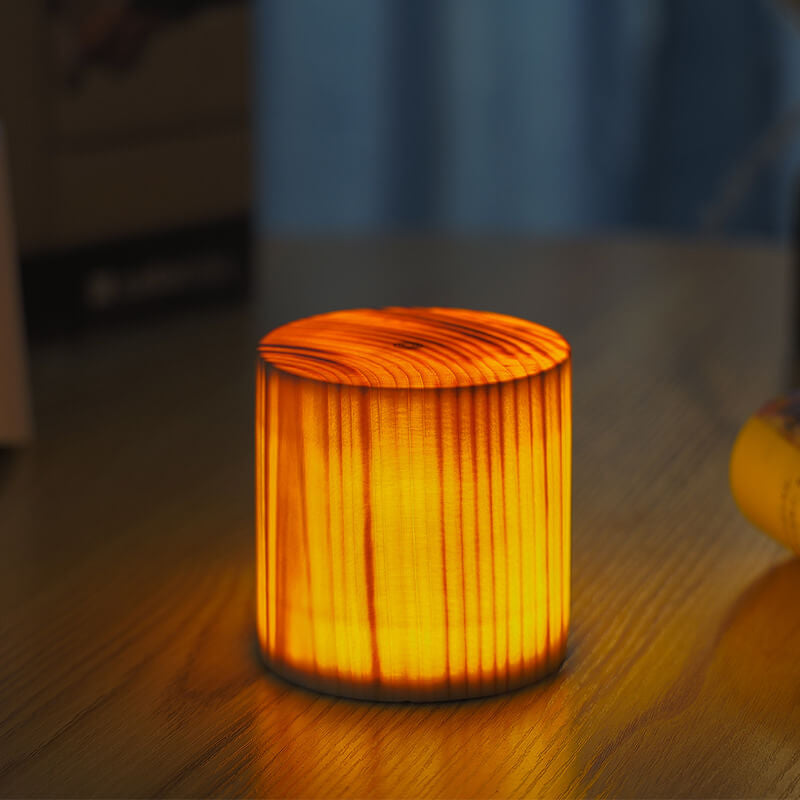 Creative Wood LED Touch Night Light Table Lamp - Modern Design, Dimmable, Warm White, USB Rechargeable