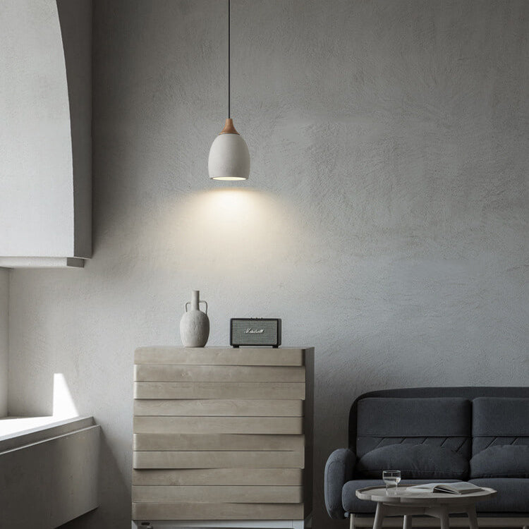 Minimalist Cement Dome Pendant Light - 1-Light Industrial Ceiling Fixture