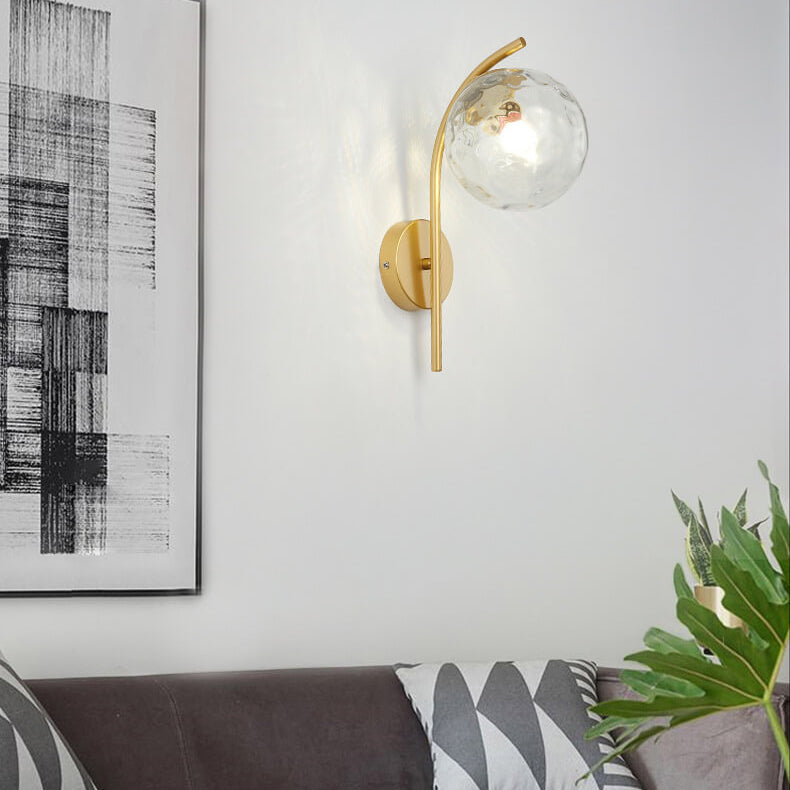 Nordic Arc Glass Globe Wall Sconce - 1-Light Modern Lighting Fixture, Scandinavian Style, Adjustable Mood Light for Living Room, Bedroom, Hallway Decor, Sleek Home Accent