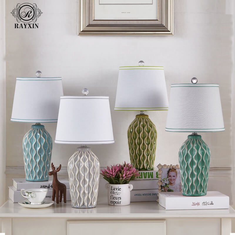 Modern Simple Fabric Ice Cracked Ceramics 1-Light Table Lamp Stylish Home Decor Bedroom Living Room Lighting Decorative Accent Lamp Contemporary Design Unique Ceramic Finish Elegant Modern Lighting Fixture