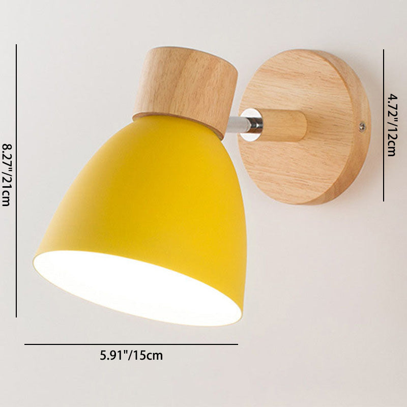 Modern Minimalist Macaron Iron Wood Wall Sconce Lamp - 1-Light Solid Color Design