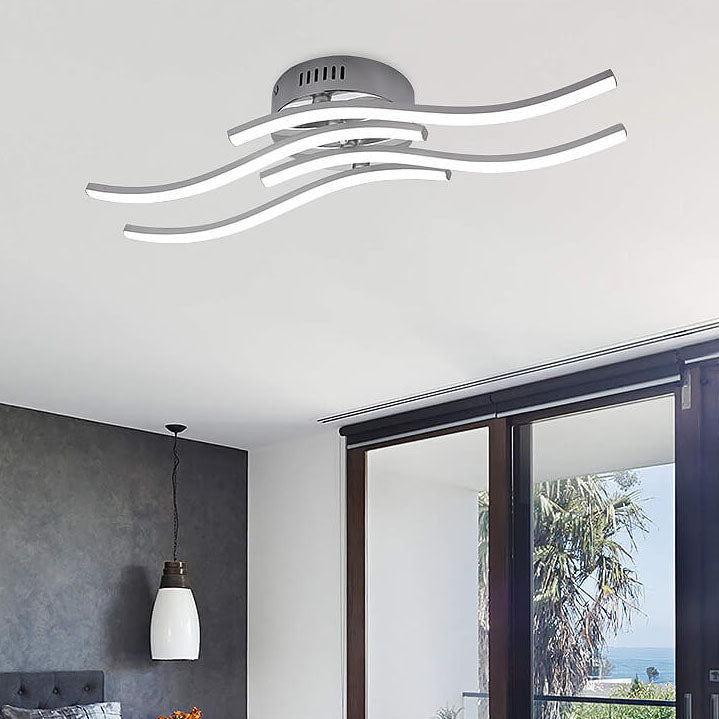 Simple Line Wave LED Ceiling Light - Semi-Flush Mount Light Fixture for Modern Home Decor