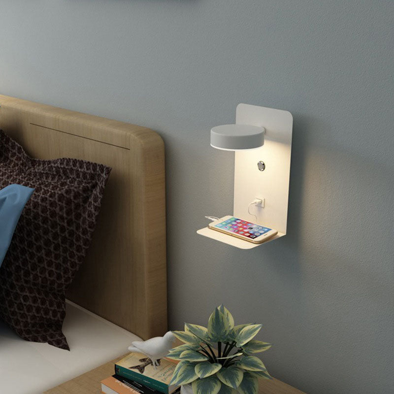 Modern Iron Square LED Wall Sconce - USB Rechargeable Lamp