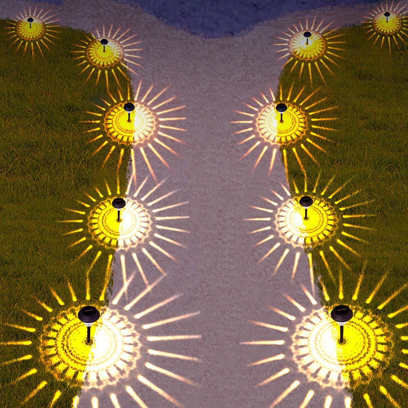 Solar Waterproof Circular Divergent LED Garden Light - Outdoor Decorative Lighting