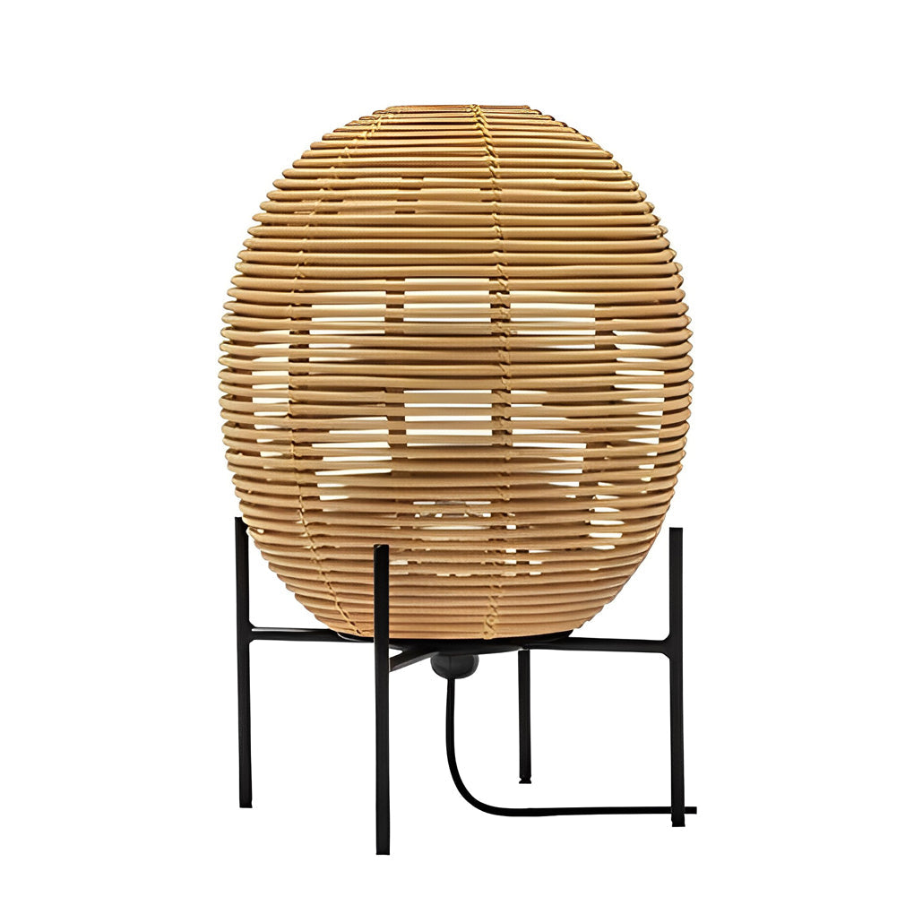 Rustic Boho Rattan Metal Frame Floor Lamp - Chic Accent Lighting for Home Decor