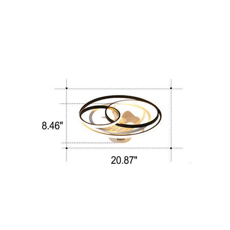 Double Ring Overlap LED Ceiling Fan Light - Modern Flush Mount Design, Energy Efficient, Stylish Home Lighting