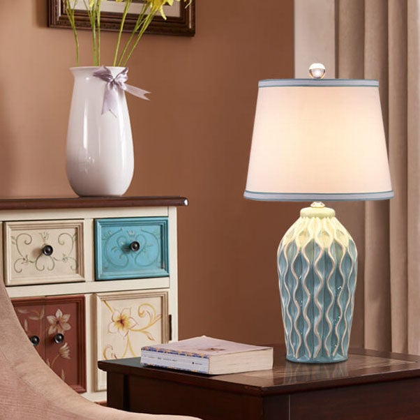 Modern Simple Fabric Ice Cracked Ceramics 1-Light Table Lamp Stylish Home Decor Bedroom Living Room Lighting Decorative Accent Lamp Contemporary Design Unique Ceramic Finish Elegant Modern Lighting Fixture
