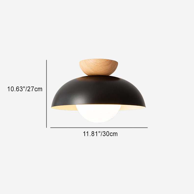 Modern Minimalist Round Iron Glass Semi-Flush Mount Ceiling Light for Living Room