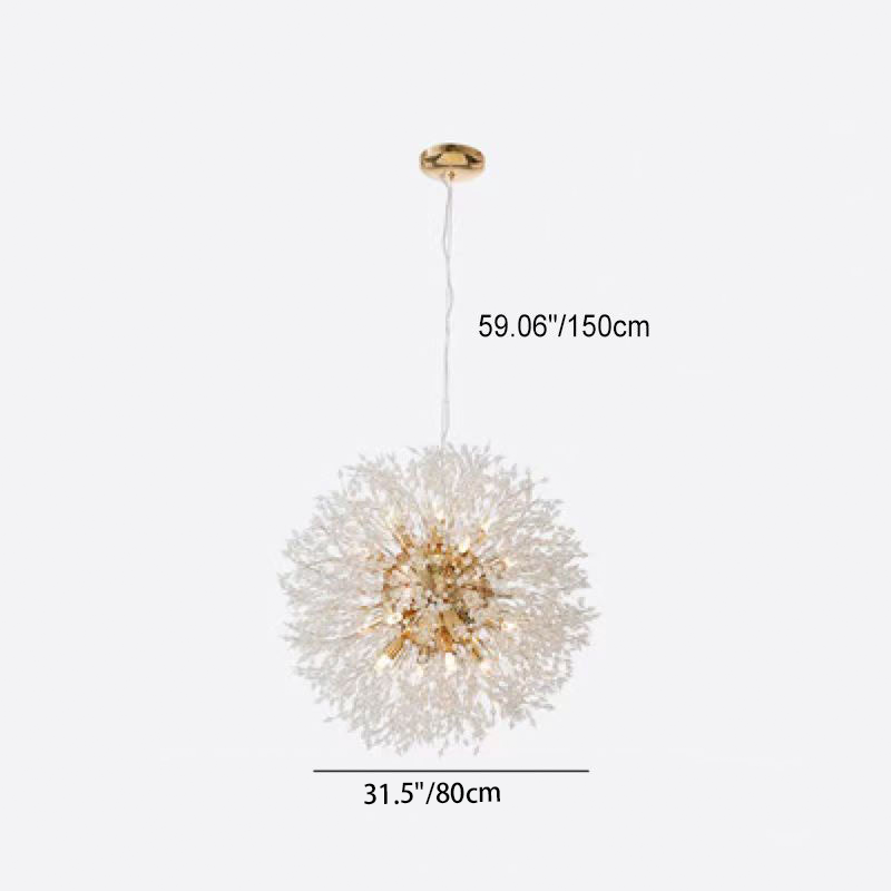 Contemporary Scandinavian Dandelion Crystal Chandelier - 8/9/12/16 Lights for Bedroom Elegance
