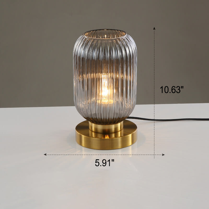 Nordic Striped Glass Oval Table Lamp - 1-Light Modern Accent Lighting