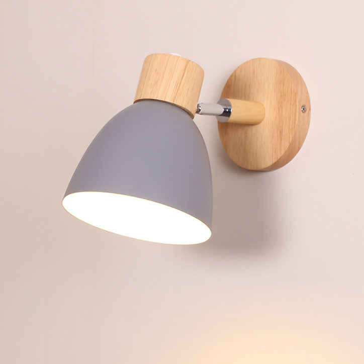 Modern Minimalist Macaron Iron Wood Wall Sconce Lamp - 1 Light Home Decor