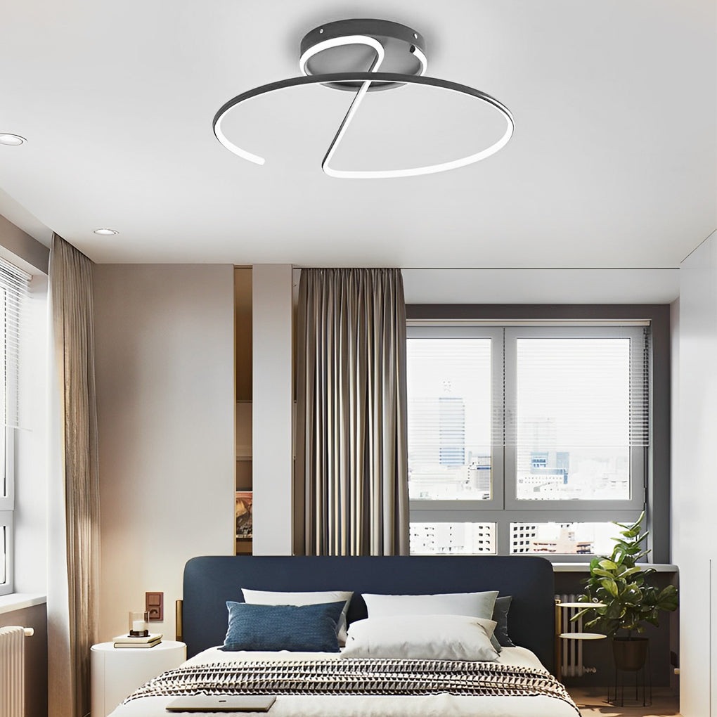 Semi Circle Modern LED Ceiling Light - Dimmable Streamlined Metal Fixture