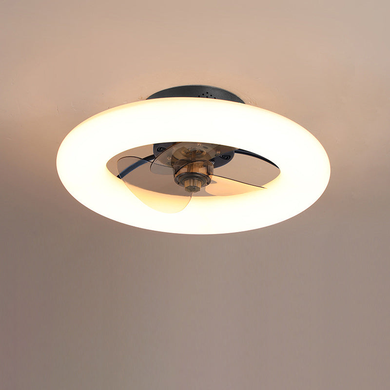 Modern Creative Circle LED Semi-Flush Mount Ceiling Fan Light - Stylish Home Lighting & Energy-Efficient Ceiling Fixture