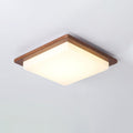 Modern Chinese Walnut Square LED Ceiling Light Fixture
