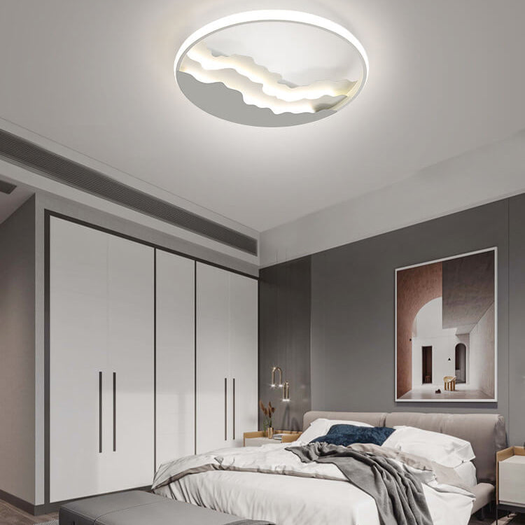 Nordic Sea Wave Round LED Flush Mount Ceiling Light for Modern Interiors