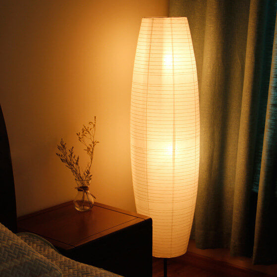 Nordic Minimalist Rice Paper Column Lamp - 2-Light Standing Floor Lamp