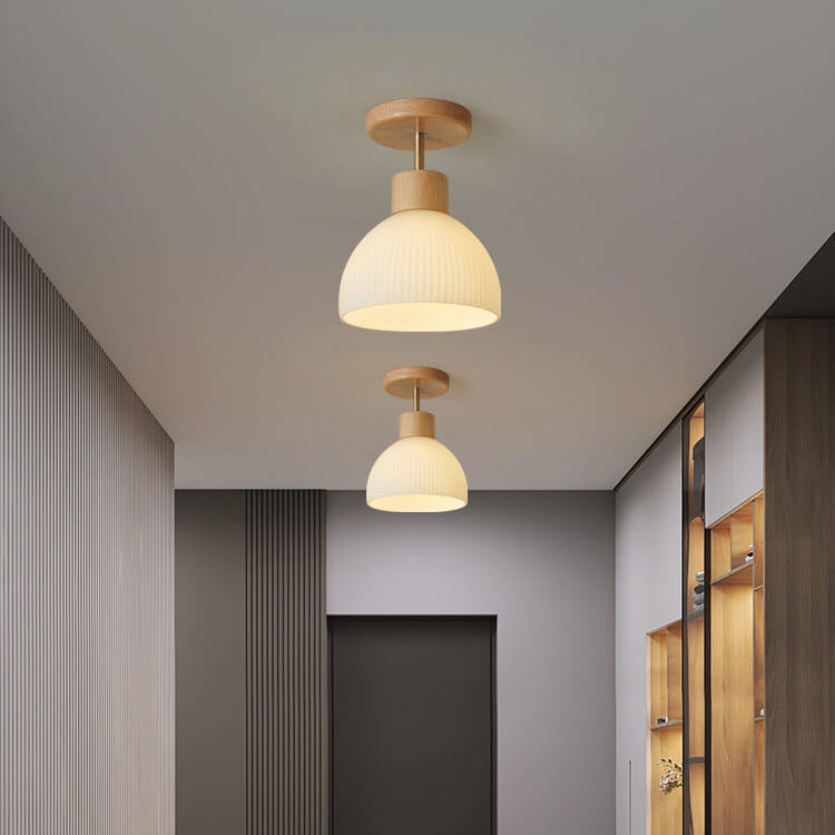 Nordic Glass Half Round 1-Light Semi-Flush Mount Ceiling Light Fixture