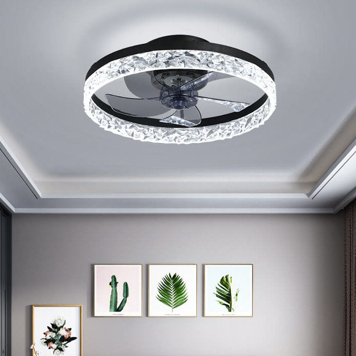 Modern Circle Ring LED Semi-Flush Mount Ceiling Fan Light Fixture