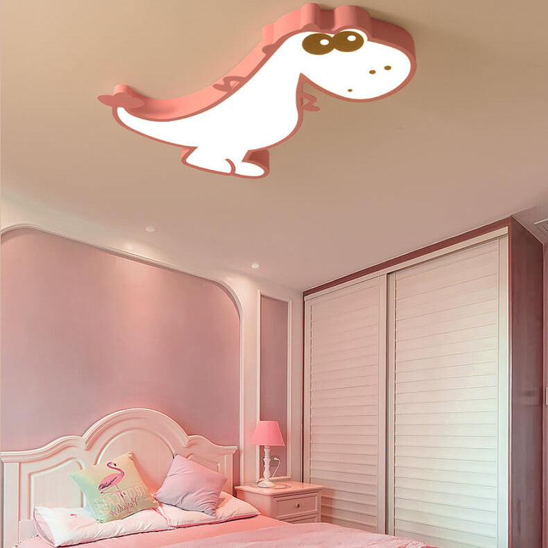 Cartoon Dinosaur LED Ceiling Light - Creative Flush Mount Fixture for Kids' Room Decor