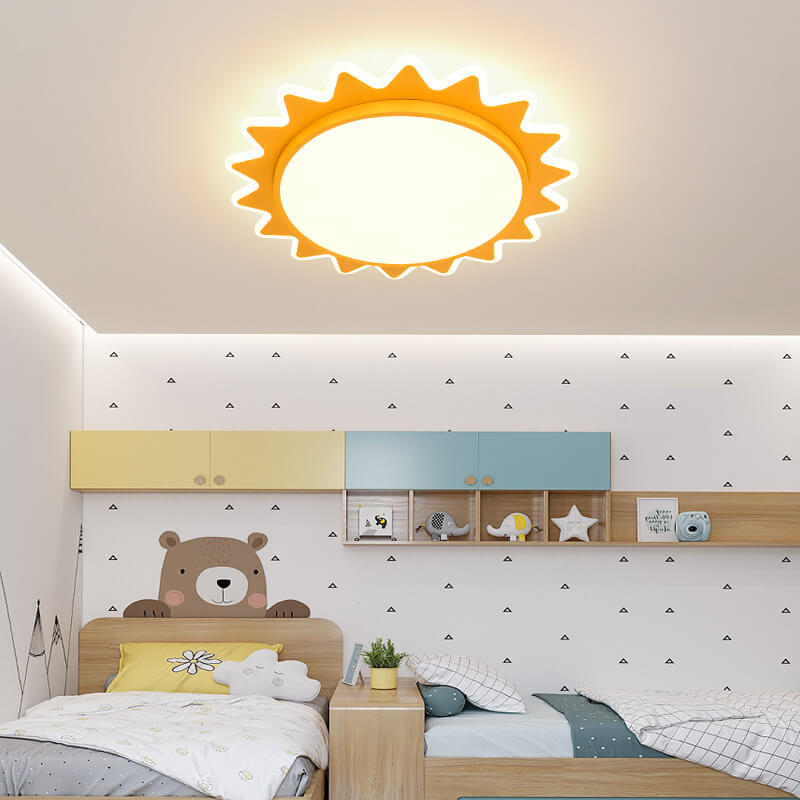 Creative Cartoon Sun LED Flush Mount Ceiling Light - Fun Kid's Room Lighting, Decorative Sun Design, Energy-Efficient Illumination, Stylish Interior Fixture
