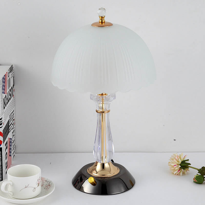 Modern Textured Glass Dome Shade 2-Light Table Lamp - Stylish Home Lighting, Contemporary Design, Elegant Accent Lamp, Bedroom Decor, Living Room Lighting, LED Compatible