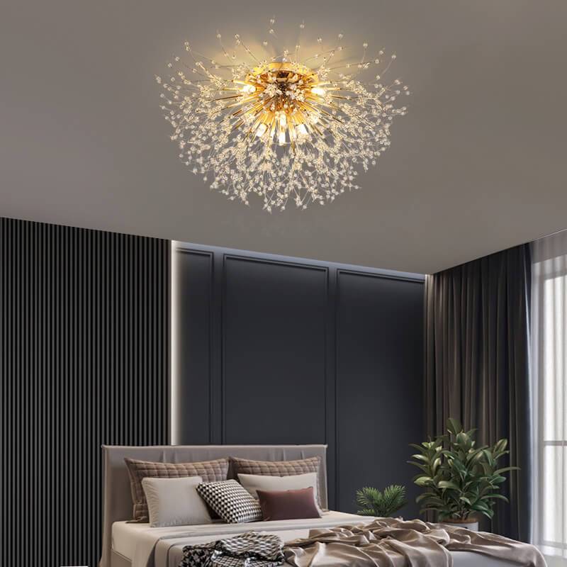 Modern Dandelion Crystal Semi-Flush Mount Ceiling Light 5/6/8 Lights