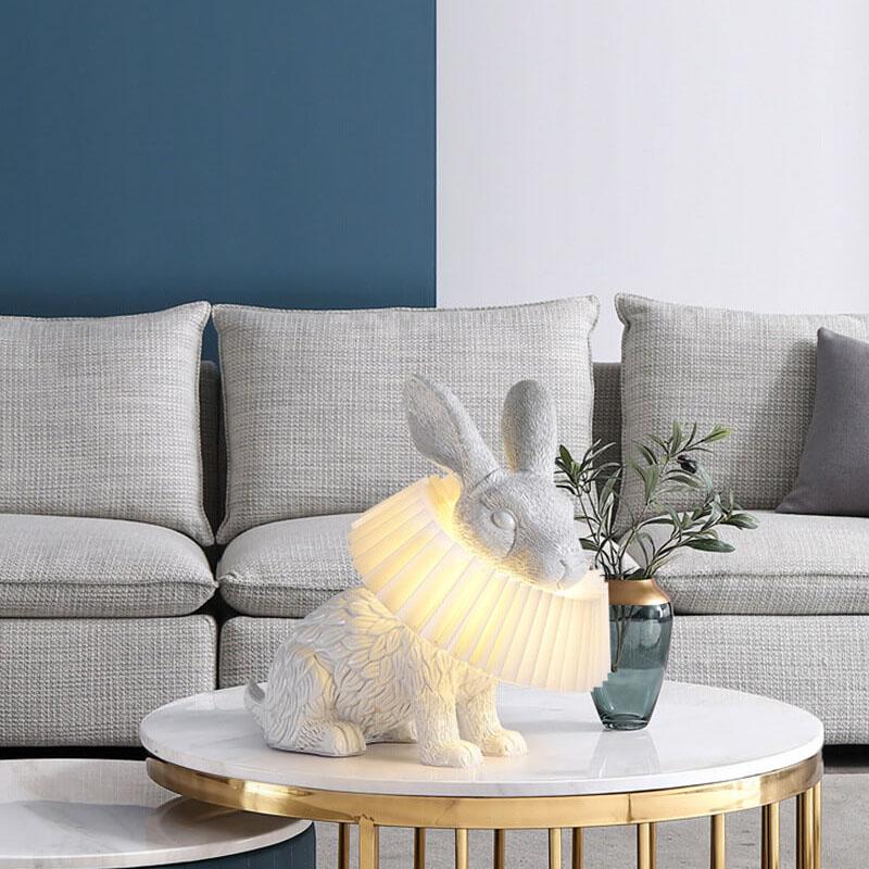 Modern Creative Resin Rabbit LED 1-Light Table Lamp, Cute Bunny Design for Bedroom, Stylish Nightstand Lighting, Unique Home Decor, Contemporary Desk Light, Animal-Inspired Table Lamp, Eco-Friendly LED Illumination, Decorative Gift for Kids and Adults