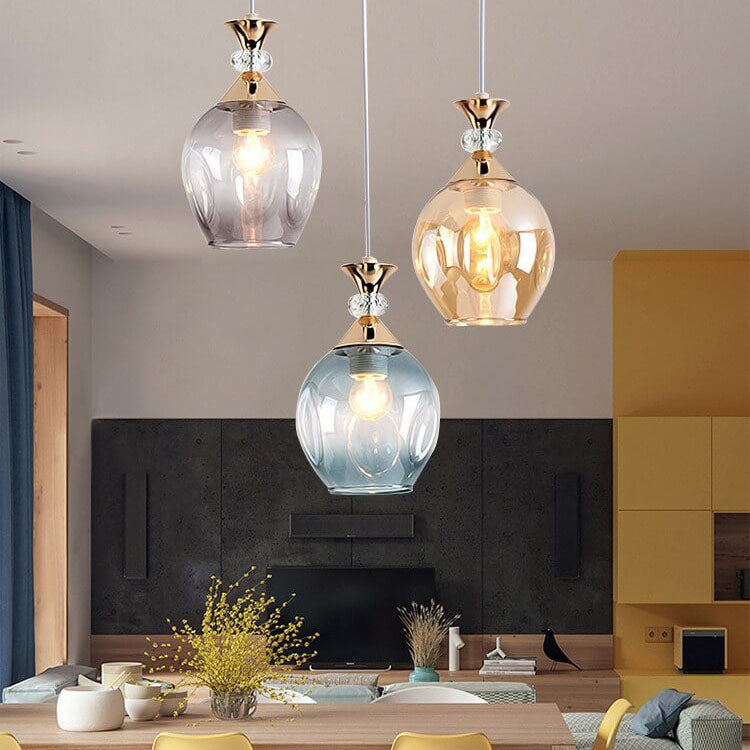 Contemporary Nordic Gradient Glass Orb 1/3 Light Island Chandelier for Living Room