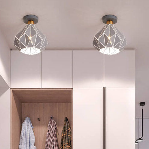Modern Macaron 1-Light Diamond Dome Semi-Flush Mount Ceiling Light