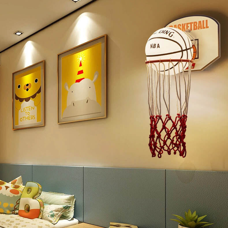 Creative Cartoon Basketball 1-Light Wall Sconce Lamp for Kids Room, Basketball Decor, Sports Lighting for Children's Bedrooms, Fun Wall Light for Young Athletes, Basketball Theme Home Decor, Unique Kids Lighting Solution, Playful Sports Wall Fixture