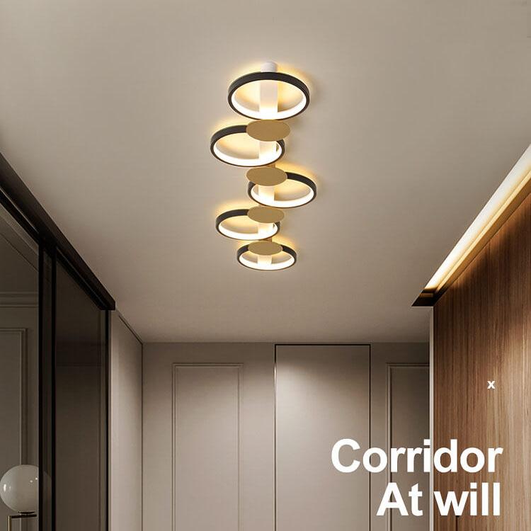 Modern Circle LED Flush Mount Track Light - 3/4/5 Light Fixture for Home, Office, and Retail Lighting