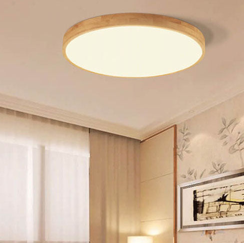 Nordic Solid Wood Ultra-Thin LED Flush Mount Ceiling Light