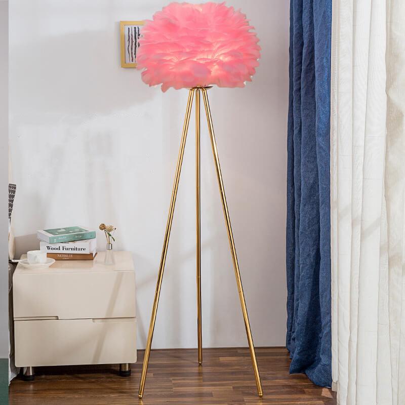 Modern Feather Globe Floor Lamp - Stylish Lighting for Home Decor