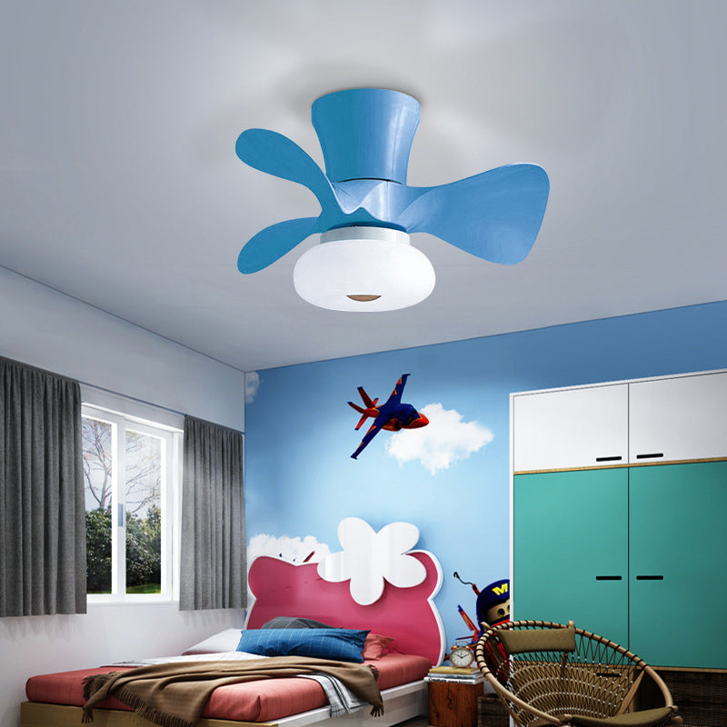 Contemporary Nordic Macaron ABS Metal LED Ceiling Fan Light for Living Room
