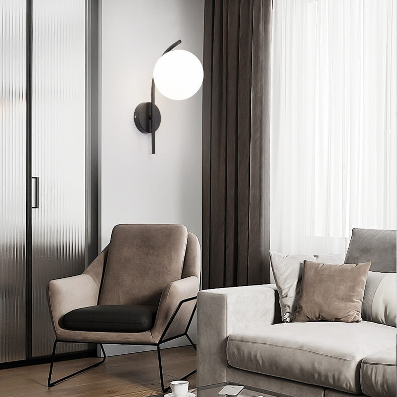 Nordic Arc Glass Globe Wall Sconce Lamp - Modern Lighting Fixture for Home Decor, Adjustable Wall Mount, Stylish Indoor Lighting, Scandinavian Design