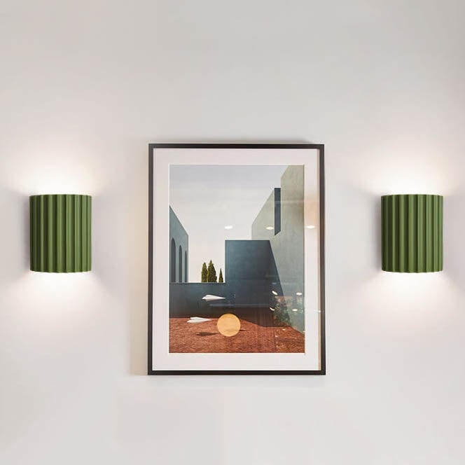 Macaron Resin Striped Half Cylinder Wall Sconce Lamp - 1-Light Decorative Lighting Fixture