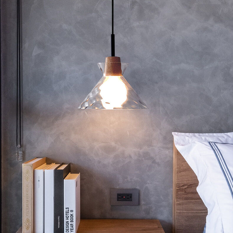 Nordic Clear Rippled Glass Pendant Light - 1-Light Shade, Modern Minimalist Design, Scandinavian Lighting, Home Decor, Kitchen Light Fixture