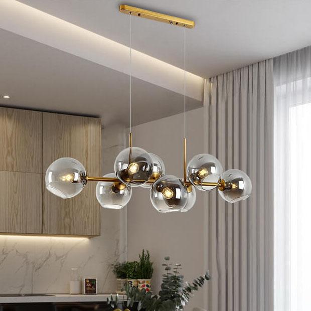 Modern Glass Magic Bean 8-Light LED Chandelier - Contemporary Lighting, Elegant Home Decor, Sleek Design, Energy-Efficient, Bright Illumination, Unique Pendant Fixture, Dining Room & Living Space Lighting
