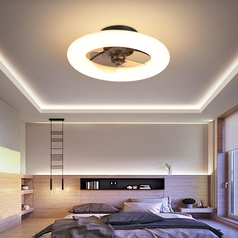 Modern Creative Circle LED Semi-Flush Mount Ceiling Fan Light - Stylish Home Lighting & Energy-Efficient Ceiling Fixture