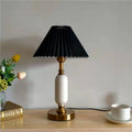 Traditional French Pleated Shade Metal Table Lamp for Bedroom