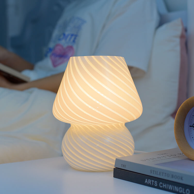 Retro Glass Mushroom LED Night Light Table Lamp