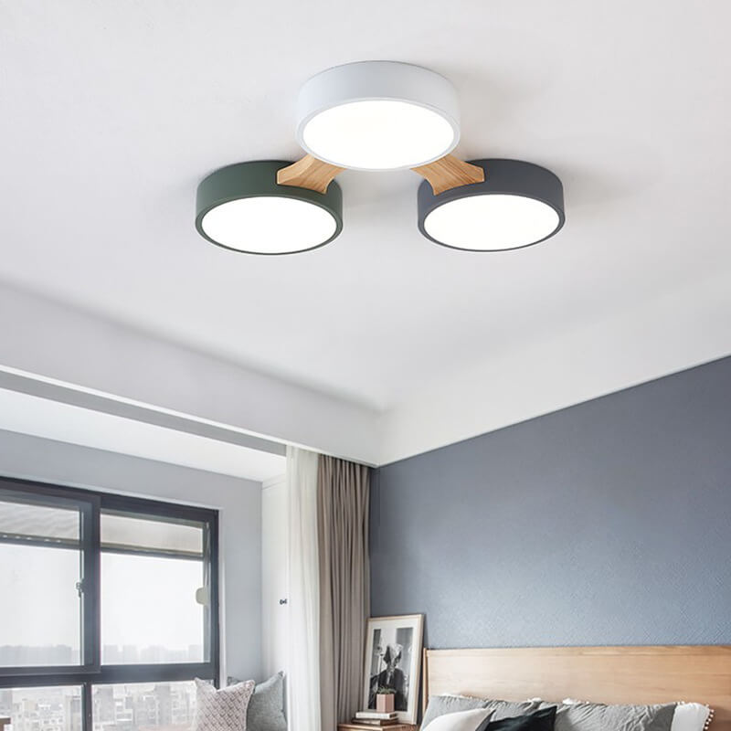 Modern Macaron Circle LED Flush Mount Ceiling Light - 3/4/5/8 Light Options, Stylish LED Fixture for Home Decor, Energy Efficient Ceiling Lighting